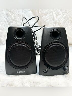 Logitech Z130 Wired Computer Speakers Headphone Jack PC MAC IPOD 3mm Jack TESTED